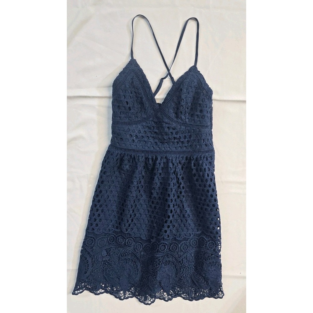 Abercrombie & Fitch Navy Blue Crochet Sundress